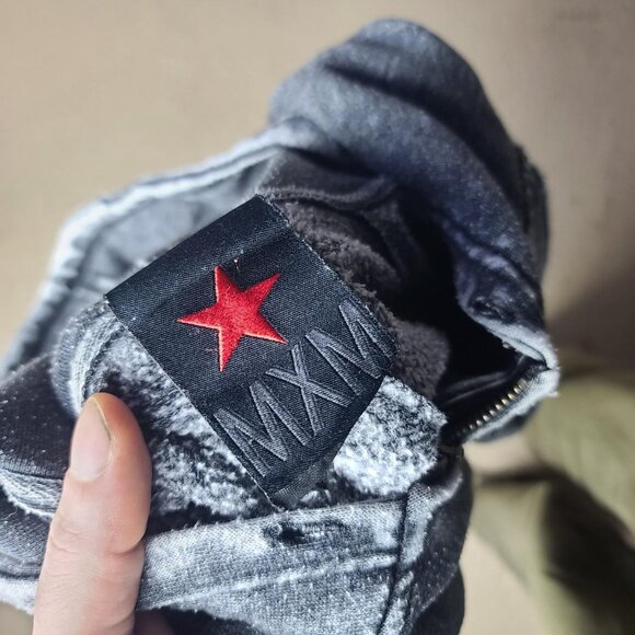 Vintage Y2K 'MXM' Amsterdam punk/grunge faded/distressed grey full-zip hoodie L - Picture 3 of 3